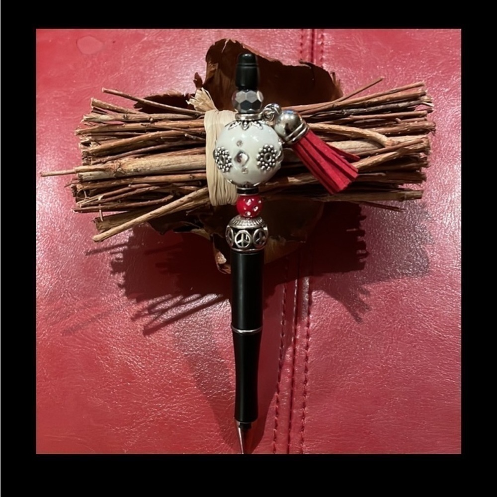 Red and Black Handmade Beaded Pens